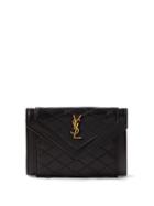 Saint Laurent - Gaby Ysl-plaque Quilted-leather Coin Purse - Womens - Black