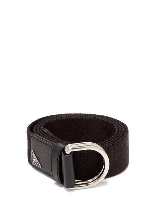 Matchesfashion.com Prada - Canvas And Leather Belt - Mens - Black