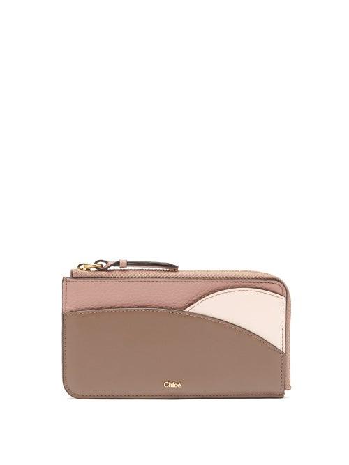 Matchesfashion.com Chlo - Walden Colour-blocked Zipped Leather Cardholder - Womens - Pink Multi