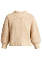Matchesfashion.com Apiece Apart - Merle Cropped Puff Sleeve Cotton Blend Sweater - Womens - Cream