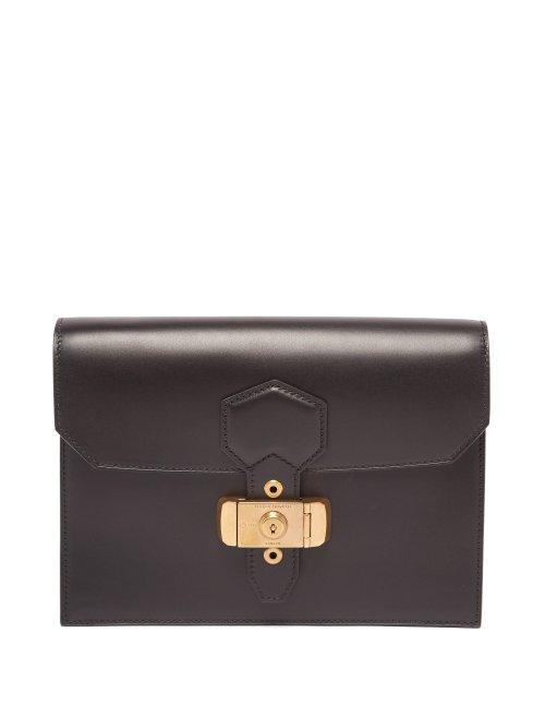 Matchesfashion.com Dunhill - Duke Padlock Fastening Leather Pouch - Mens - Black