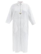 Valentino - Optical Valentino-lace Long-sleeved Dress - Womens - White