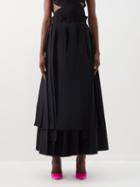 A.w.a.k.e. Mode - Knife-pleated Tiered Crepe Maxi Skirt - Womens - Black