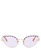 Matchesfashion.com Chlo - Rosie Cat Eye Metal Sunglasses - Womens - Purple Gold