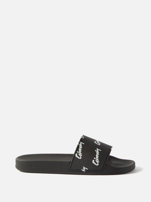 Givenchy - Logo-print Rubber Slides - Mens - Black White
