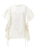 Matchesfashion.com Marques'almeida - Ruffle-sleeve Floral-brocade Dress - Womens - Ivory