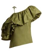 Matchesfashion.com Marques'almeida - One Shoulder Taffeta Top - Womens - Khaki