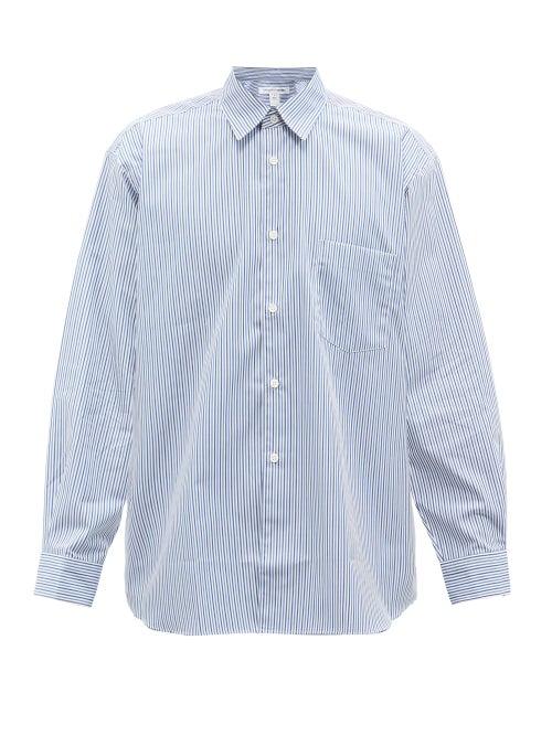Comme Des Garons Shirt - Forever Striped Cotton Shirt - Mens - Blue