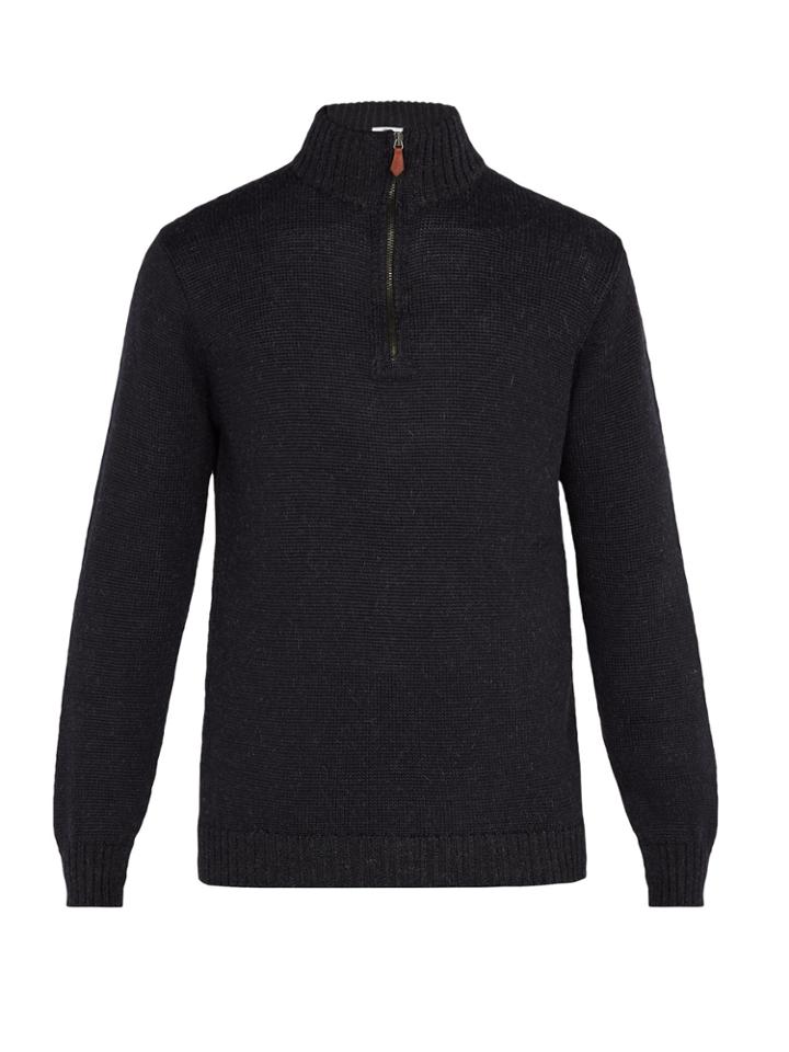 Inis Meáin High-neck Half-zip Alpaca Wool-blend Sweater