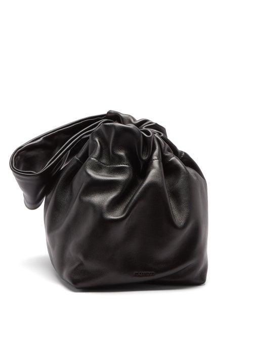 Ladies Bags Jil Sander - Drawstring-top Small Leather Clutch - Womens - Black
