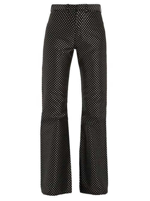 Matchesfashion.com Marques'almeida - Kick Flare Polka Dot Jacquard Trousers - Womens - Black White