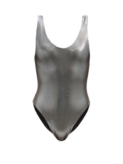 Matchesfashion.com Jade Swim - Contour Scoop-back Metallic Swimsuit - Womens - Silver