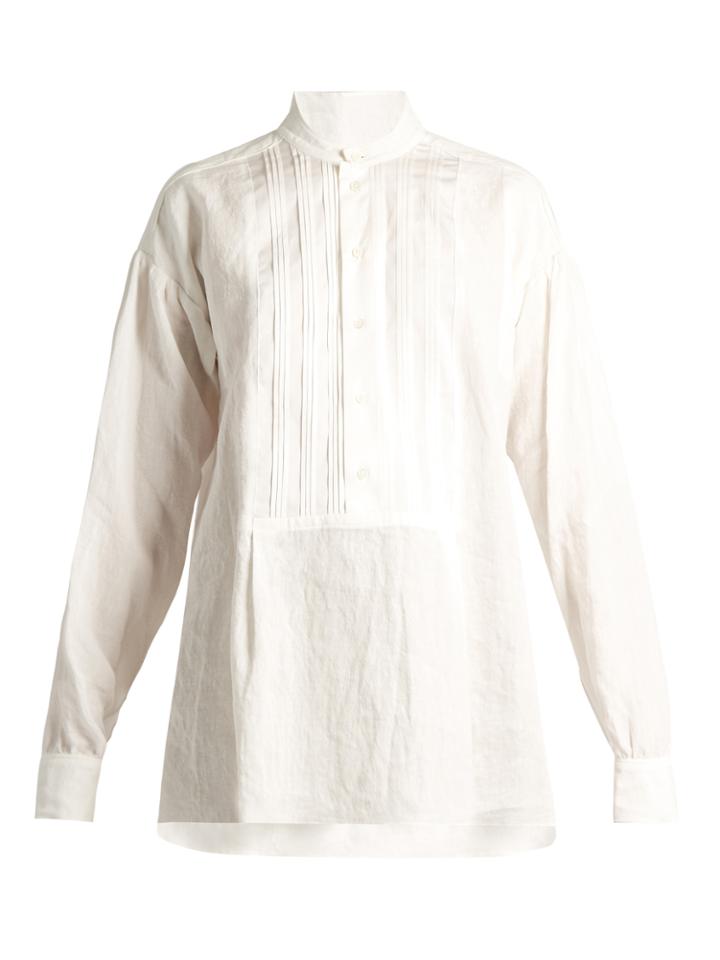 Joseph Maine Pleated-bib Vintage-linen Blouse