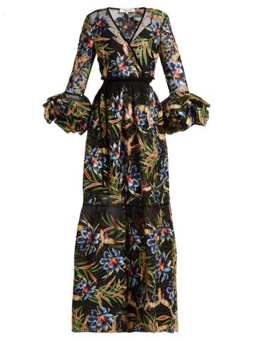 Diane Von Furstenberg Quincy Pearson Floral-embroidered Wrap Gown