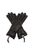 Matchesfashion.com Jil Sander - Drawstring Leather Gloves - Womens - Black