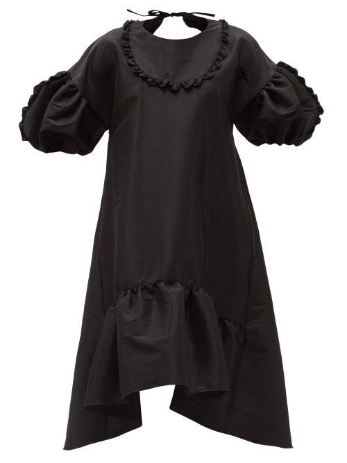 Matchesfashion.com Kika Vargas - Puff-sleeve Silk-blend Taffeta Dress - Womens - Black