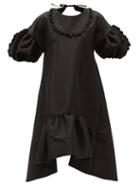 Matchesfashion.com Kika Vargas - Puff-sleeve Silk-blend Taffeta Dress - Womens - Black
