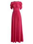 No. 21 Ruched-sleeve Frill-trimmed Crepe Gown