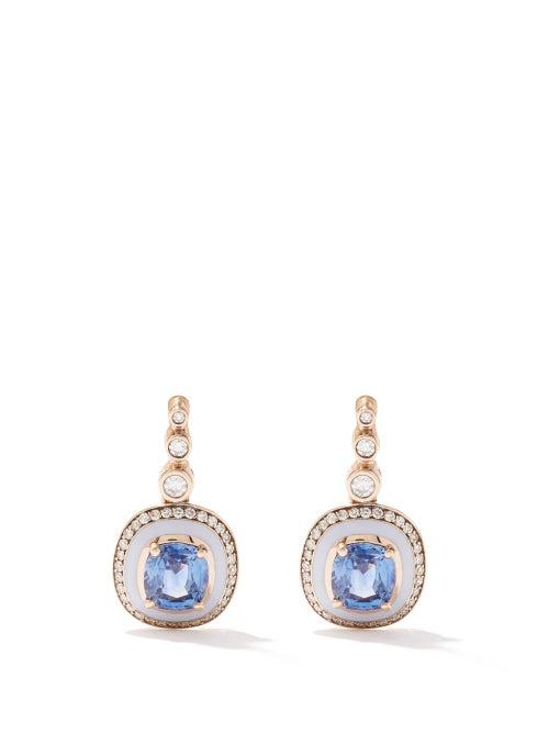 Selim Mouzannar - Mina Diamond, Sapphire & 18kt Rose-gold Earrings - Womens - Blue Multi