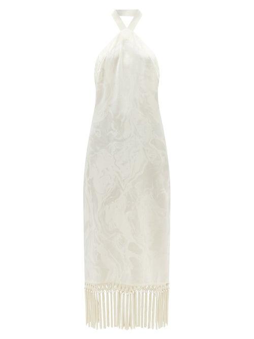 Taller Marmo - Volver Halterneck Marble-jacquard Satin Dress - Womens - Ivory