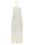 Taller Marmo - Volver Halterneck Marble-jacquard Satin Dress - Womens - Ivory