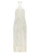 Taller Marmo - Volver Halterneck Marble-jacquard Satin Dress - Womens - Ivory