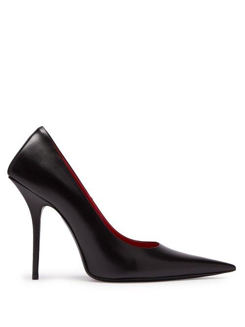 Matchesfashion.com Balenciaga - Square Knife Leather Pumps - Womens - Black