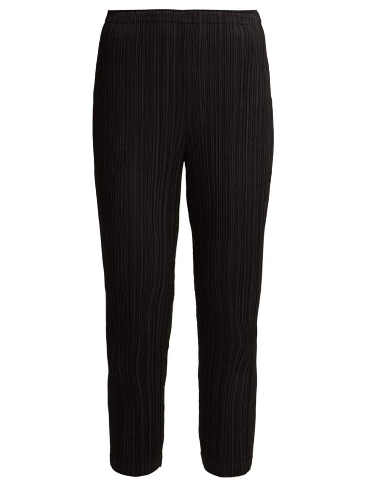 Pleats Please Issey Miyake Slim-leg Cropped Pleated Trousers