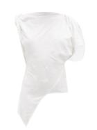 Matchesfashion.com The Attico - Asymmetric Logo-embossed Cotton-jersey T-shirt - Womens - White