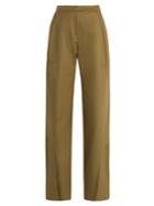 Palmer/harding Wide-leg Pleated-cuff Cotton Chino Trousers