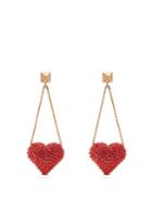 Valentino Heart Rockstud And Crystal Drop Earrings