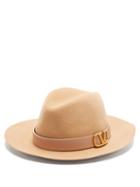 Matchesfashion.com Valentino Garavani - V-logo Felt Fedora Hat - Womens - Beige