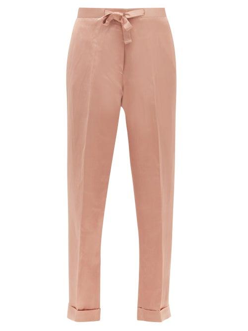 Matchesfashion.com Officine Gnrale - Miranda High-rise Linen-blend Satin Trousers - Womens - Pink