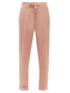 Matchesfashion.com Officine Gnrale - Miranda High-rise Linen-blend Satin Trousers - Womens - Pink