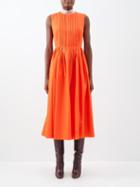 Roksanda - Pintucked Cotton-poplin Midi Dress - Womens - Orange