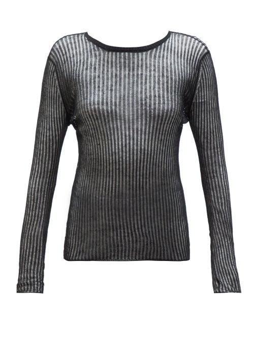 Matchesfashion.com Saint Laurent - Semi Sheer Fine Knit Top - Womens - Black