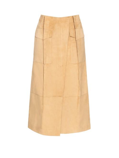 Loewe Pleat-front Suede Skirt