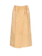 Loewe Pleat-front Suede Skirt