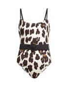 Matchesfashion.com Solid & Striped - The Nina Belted Swimsuit - Womens - Leopard