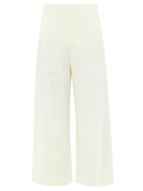 Batsheva - Leila Moire Wide-leg Trousers - Womens - Cream