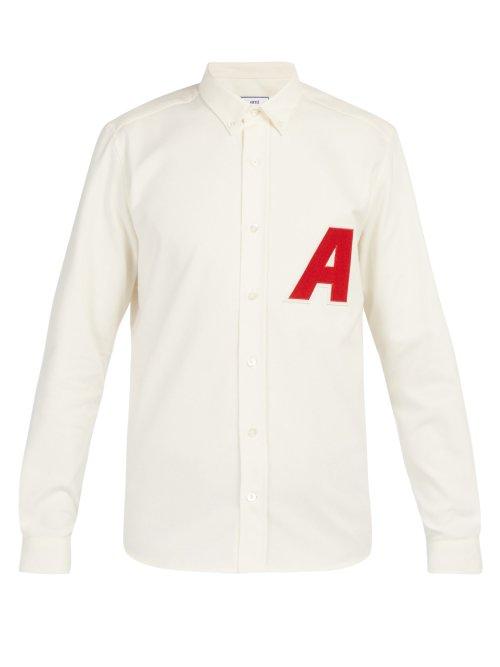 Matchesfashion.com Ami - Logo Patch Cotton Oxford Shirt - Mens - White