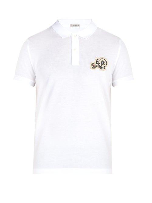 Matchesfashion.com Moncler - Double Logo Cotton Polo Shirt - Mens - White