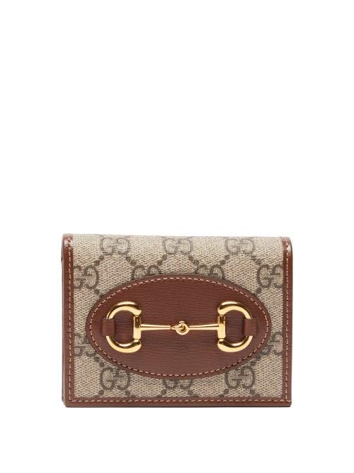 Gucci - 1955 Horsebit Gg-canvas And Leather Wallet - Womens - Beige Multi