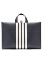 Matchesfashion.com Thom Browne - Four-bar Grained-leather Tote - Mens - Navy