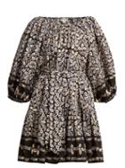Matchesfashion.com Juliet Dunn - Leaf Print Cotton Dress - Womens - Black Multi