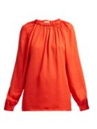 Matchesfashion.com Tibi - Elasticated Neck Georgette Blouse - Womens - Red
