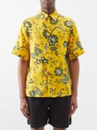 Erdem - Felipe Floral-print Linen Shirt - Mens - Yellow Multi