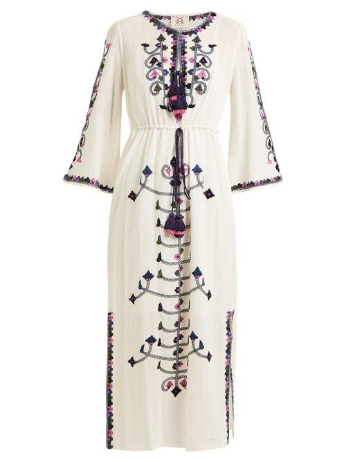 Matchesfashion.com Figue - Nadia Embroidered Cotton Dress - Womens - White Multi