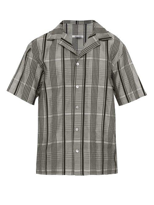 Matchesfashion.com Hecho - Checked Silk Blend Shirt - Mens - Black Grey