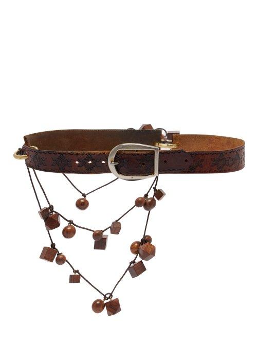 Matchesfashion.com Preen By Thornton Bregazzi - Vintage Bead Embellished Leather Belt - Womens - Brown